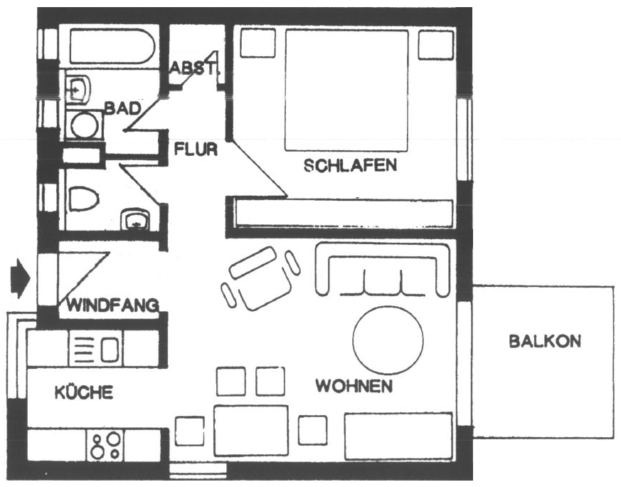 2-Raum-Wohnung mit 48,0 m², Balkon, sep. WC, Wanne, Lift, ruhige Lage. - Photo 1
